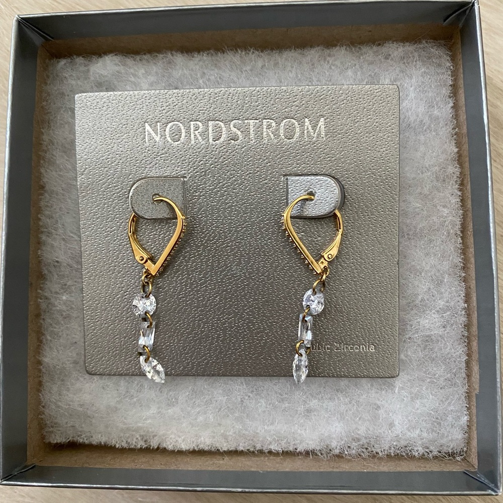 Nordstrom Cubic Zirconia Drop Huggie Hoop Earrings